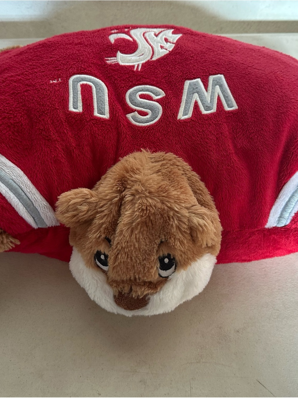 WSU Plush Small Pet Bed - Red & Brown Cozy Nest